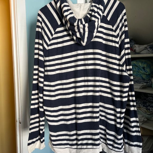 Men’s Banana Republic Long Sleeve Striped Hooded T-shirt, Navy and WhiteXXL - Picture 3 of 10